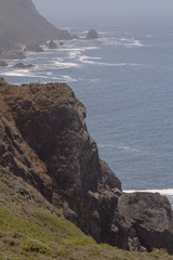 Cliff on a windy day by the Pacific Ocean