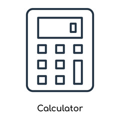 Calculator icon vector isolated on white background, Calculator sign , thin symbols or lined elements in outline style