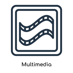 Multimedia icon vector isolated on white background, Multimedia sign , line symbols or linear logo design in outline style