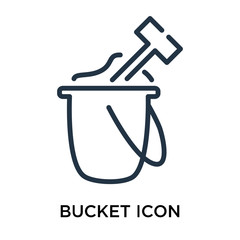 Bucket icon vector isolated on white background, Bucket sign , thin elements or linear logo design in outline style