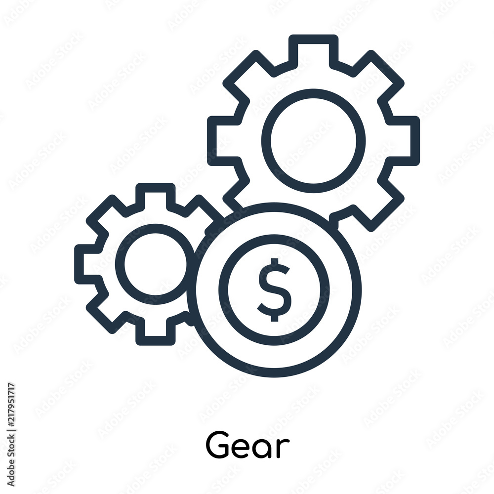 Wall mural Gear icon vector isolated on white background, Gear sign , thin symbols or lined elements in outline style - Wall murals