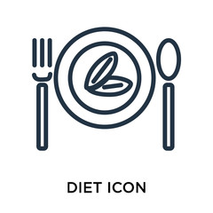 Diet icon vector isolated on white background, Diet sign , thin elements or linear logo design in outline style