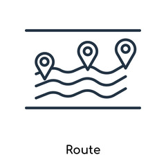 Route icon vector isolated on white background, Route sign , thin symbols or lined elements in outline style