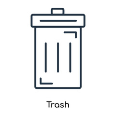 Trash icon vector isolated on white background, Trash sign , thin symbols or lined elements in outline style