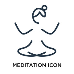 Meditation icon vector isolated on white background, Meditation sign , thin elements or linear logo design in outline style