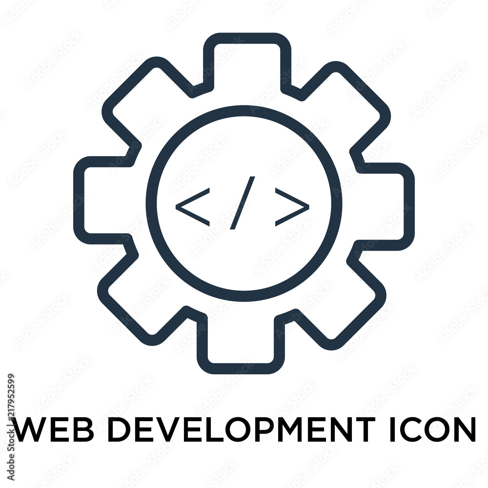 Poster web development icon vector isolated on white background, web development sign , thin symbol or stro