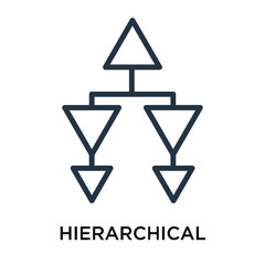 Hierarchical structure icon vector isolated on white background, Hierarchical structure sign , thin data symbols or linear machine learning design in outline style