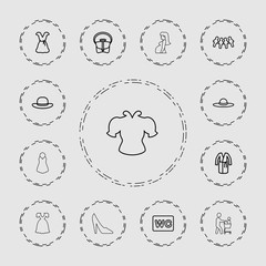 Collection of 13 lady outline icons