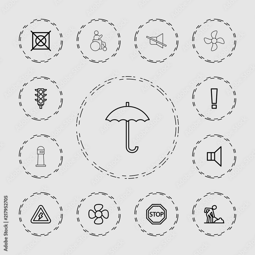 Sticker collection of 13 warning outline icons