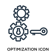 Obraz premium Optimization icon vector isolated on white background, Optimization sign , thin symbol or stroke element design in outline style