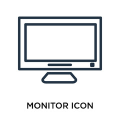 Monitor icon vector isolated on white background, Monitor sign , thin symbol or stroke element design in outline style