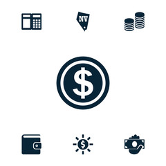 Collection of 7 cash filled icons