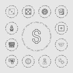 Collection of 13 casino outline icons