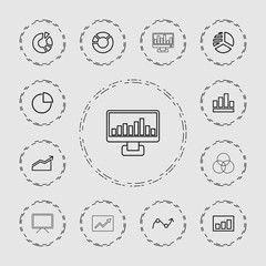 Collection of 13 graph outline icons