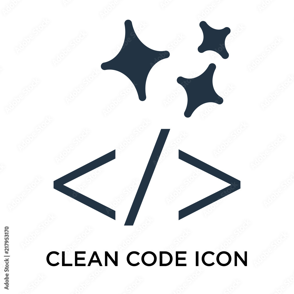 Poster clean code icon vector isolated on white background, clean code sign , thin symbol or stroke element