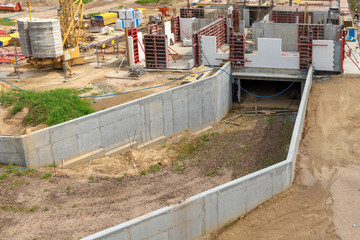 Buildings with underground car parking during construction.