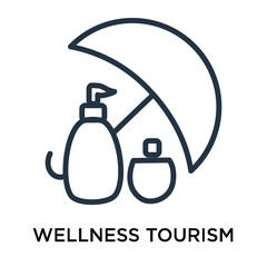 Wellness Tourism icon vector isolated on white background, Wellness Tourism sign , thin elements or linear logo design in outline style