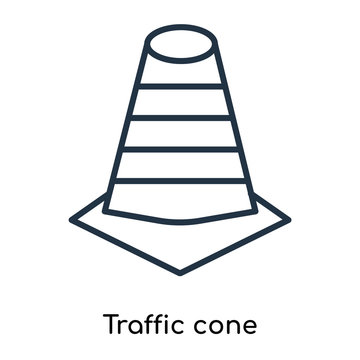 Traffic cone icon vector isolated on white background, Traffic cone sign , thin symbols or lined elements in outline style