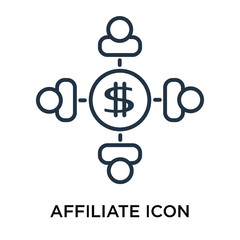 Affiliate icon vector isolated on white background, Affiliate sign , thin symbol or stroke element design in outline style