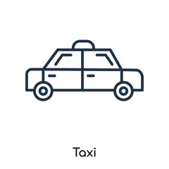 Taxi icon vector isolated on white background, Taxi sign , thin symbols or lined elements in outline style