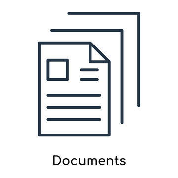 Documents icon vector isolated on white background, Documents sign , thin symbols or lined elements in outline style