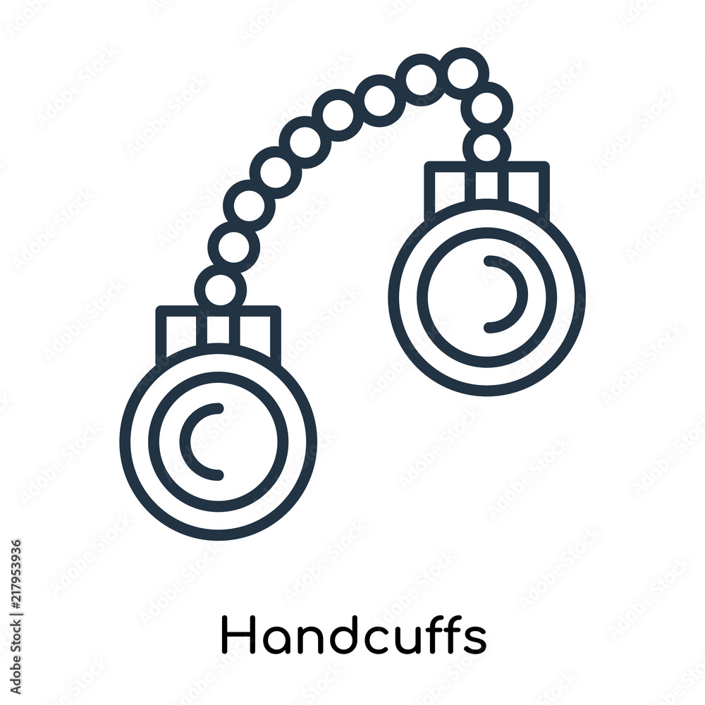 Wall mural Handcuffs icon vector isolated on white background, Handcuffs sign , thin symbols or lined elements in outline style