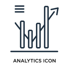 Analytics icon vector isolated on white background, Analytics sign , thin data symbols or linear machine learning design in outline style