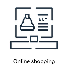 Online shopping icon vector isolated on white background, Online shopping sign , thin symbols or lined elements in outline style