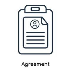 Agreement icon vector isolated on white background, Agreement sign , thin symbols or lined elements in outline style