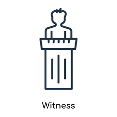 Witness icon vector isolated on white background, Witness sign , thin symbols or lined elements in outline style