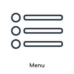 Menu icon vector isolated on white background, Menu sign , line symbols or linear logo design in outline style