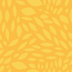 Seamless vector background abstract mustard yellow biconvex leave shapes. Golden background pattern. Convex scattered shapes. Great background for websites, banners, fabric, paper, Christmas, wedding