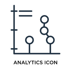 Analytics icon vector isolated on white background, Analytics sign , thin data symbols or linear machine learning design in outline style