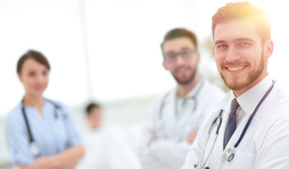 group of doctors in a medical office.