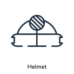 Helmet icon vector isolated on white background, Helmet sign , thin symbols or lined elements in outline style