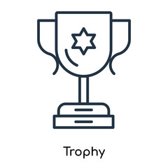 Trophy icon vector isolated on white background, Trophy sign , thin symbols or lined elements in outline style