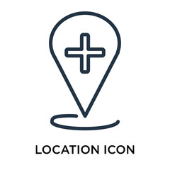 Obraz premium Location icon vector isolated on white background, Location sign , thin elements or linear logo design in outline style