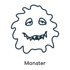 Monster icon vector isolated on white background, Monster sign , illustration with thin symbols or lined elements in outline style