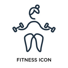Fitness icon vector isolated on white background, Fitness sign , thin elements or linear logo design in outline style