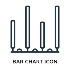 Bar chart icon vector isolated on white background, Bar chart sign , thin data symbols or linear machine learning design in outline style