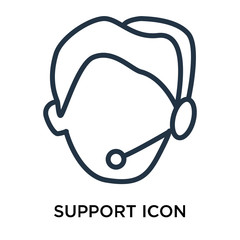 Support icon vector isolated on white background, Support sign , thin elements or linear logo design in outline style