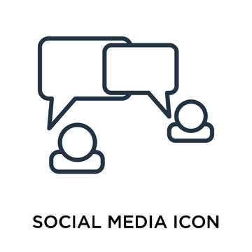 Social media icon vector isolated on white background, Social media sign , thin symbol or stroke element design in outline style