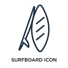 surfboard icons isolated on white background. Modern and editable surfboard icon. Simple icon vector illustration.