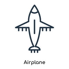 Airplane icon vector isolated on white background, Airplane sign , thin symbols or lined elements in outline style