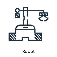 Robot icon vector isolated on white background, Robot sign , thin symbols or lined elements in outline style