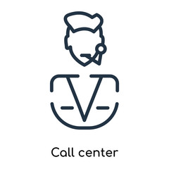 Call center icon vector isolated on white background, Call center sign , thin symbols or lined elements in outline style