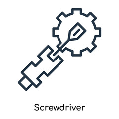 Screwdriver icon vector isolated on white background, Screwdriver sign , thin symbols or lined elements in outline style