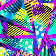 Abstract geometrical seamless rough grunge pattern, modern design template. Hipster hypebeast painted style textu