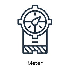 Meter icon vector isolated on white background, Meter sign , thin symbols or lined elements in outline style