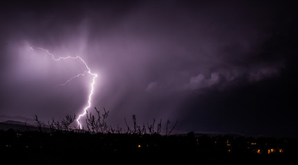 Lightning bolts from monsoon storms in northern Arizona